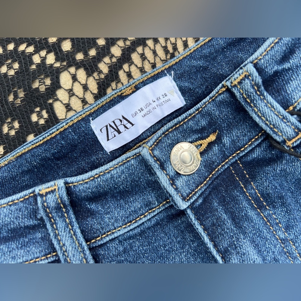 NWOT Zara Dark Blue Wash High Rise Skinny Quality Shaping Stretch Denim 4 Baddie - Picture 3 of 12